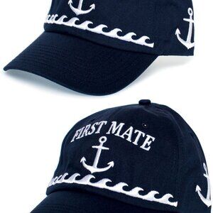 Captain and First Mate Dad Hat Anchor Boating Cap Embroidered Adult Unisex Navy